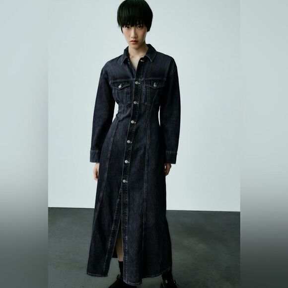 ZARA TRF DENIM DRESS - Picture 11 of 12